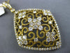 ESTATE EXTRA LARGE 2.29CT DIAMOND 14KT YELLOW GOLD FLOWER HEART FILIGREE PENDANT