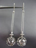 ESTATE LONG .32CT DIAMOND 14KT WHITE GOLD 3D FILIGREE HANGING LEVERBACK EARRINGS