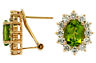 ESTATE 5.40CT DIAMOND & AAA PERIDOT 14K YELLOW GOLD OVAL FLOWER CLIP ON EARRINGS