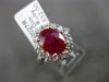 ESTATE LARGE 2.65CT DIAMOND & AAA RUBY 18KT WHITE GOLD OVAL HALO ENGAGEMENT RING