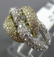 ESTATE WIDE 1.95CT DIAMOND 14KT WHITE & YELLOW GOLD LOVE KNOT SEMI ETERNITY RING