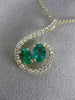 ESTATE LARGE 1.57CT DIAMOND & AAA EMERALD 14KT YELLOW GOLD LOVE FLOATING PENDANT