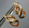 ESTATE .20CT DIAMOND 14KT ROSE GOLD 3D TEAR DROP CLIP ON LOVE HANGING EARRINGS