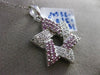 ESTATE .76CT DIAMOND & AAA PINK SAPPHIRE 18K WHITE GOLD 3D STAR OF DAVID PENDANT