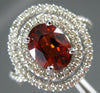ESTATE LARGE 3.12CT DIAMOND & AAA ORANGE SAPPHIRE 14K WHITE GOLD ENGAGEMENT RING