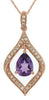 .77CT DIAMOND & AAA AMETHYST 14KT ROSE GOLD 3D TEAR DROP PEAR SHAPE LEAF PENDANT