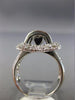 ESTATE WIDE 1CT WHITE & BLACK DIAMOND 14K WHITE GOLD 3D SQUARE HEART LOVE RING