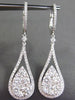 ESTATE LARGE 2.60CT DIAMOND 18KT WHITE GOLD 3D HALO PEAR DROP HANGING EARRINGS