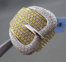 ESTATE MASSIVE 1.55CT DIAMOND 18KT WHITE & YELLOW GOLD PAVE BELT COCKTAIL RING