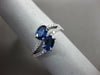 ESTATE 1.31CT DIAMOND & AAA SAPPHIRE 14KT WHITE GOLD TWO STONE DOUBLE WAVE RING