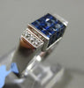 ESTATE WIDE 3.21CT DIAMOND & AAA SAPPHIRE 18KT WHITE GOLD 3D RECTANGULAR RING