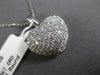 ESTATE LARGE 1.69CT DIAMOND 18KT WHITE GOLD 3D PUFF HEART PAVE FLOATING PENDANT