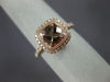 ESTATE 1.64CT DIAMOND & AAA MORGANITE 14K ROSE GOLD CUSHION SQUARE HALO FUN RING