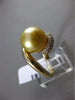 ESTATE LARGE .62CT DIAMOND 14KT YELLOW GOLD 3D GOLDEN SOUTH SEA PEARL SWIRL RING