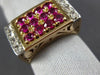 ANTIQUE WIDE 1.62CT ROSE CUT DIAMOND & RUBY 14K TWO TONE GOLD OPEN FILIGREE RING