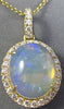 ESTATE 3.73CT DIAMOND & AAA OPAL 14KT YELLOW GOLD 3D CLASSIC OVAL HALO PENDANT