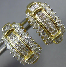 ESTATE WIDE 1.50CT DIAMOND 14KT 2 TONE GOLD MULTI SHAPE CLIP ON HANGING EARRINGS