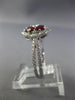 ESTATE 1.50CT DIAMOND & AAA RUBY 18KT WHITE GOLD FLOWER HALO SQUARE PROMISE RING