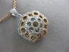 ESTATE .99CT DIAMOND 18K TRI COLOR GOLD CIRCULAR DOME SHAPE FLOWER PAVE PENDANT