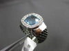 ESTATE 3.75CT DIAMOND AAA BLUE TOPAZ 14K BLACK & WHITE GOLD SQUARE FLEXIBLE RING