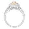 ESTATE LARGE 1.59CT WHITE & FANCY YELLOW DIAMOND 18K 2TONE GOLD ANNIVERSARY RING