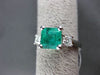 ESTATE 2.01CT DIAMOND & EMERALD 14KT WHITE GOLD 3 STONE SQUARE ENGAGEMENT RING