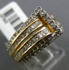 ESTATE WIDE 1.60CT ROUND & PRINCESS CUT DIAMOND 14KT YELLOW GOLD 3D BELT RING