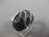 ESTATE 2.56CT WHITE & BLACK DIAMOND 14KT WHITE GOLD MULTI ROW ZIG ZAG FUN RING