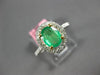 ESTATE 1.08CT DIAMOND & AAA EMERALD 18KT TWO TONE GOLD 3D HALO ENGAGEMENT RING