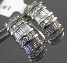 WIDE 2.89CT ROUND & BAGUETTE DIAMOND 18KT WHITE GOLD MULTI ROW CLIP ON EARRINGS