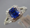 ESTATE 1.43CT DIAMOND & AAA SAPPHIRE 14KT WHITE GOLD SQUARE HALO ENGAGEMENT RING