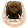 ESTATE EXTRA LARGE 22.67CT DIAMOND & AAA SMOKY TOPAZ 14KT ROSE GOLD 3D FUN RING