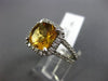 ESTATE LARGE 3.25CT DIAMOND & AAA CUSHION CITRINE 14KT WHITE GOLD 3D HALO RING