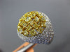 ESTATE LARGE 4.63CT WHITE & FANCY YELLOW DIAMOND 18K 2 TONE GOLD 3D CLUSTER RING