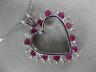 ESTATE LARGE 2.26CT DIAMOND & AAA RUBY 14KT WHITE GOLD OPEN HEART PENDANT #12165