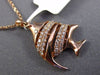 ESTATE .26CT DIAMOND 14KT ROSE GOLD HANDCRAFTED 3D LUCKY FISH FLOATING PENDANT