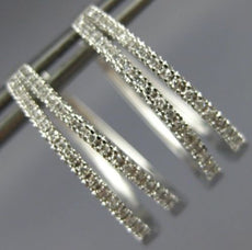 ESTATE .25CT DIAMOND 14KT WHITE GOLD 3D TWO ROW TRIANGULAR OVAL HOOP EARRINGS