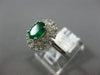 ANTIQUE 1.55CT DIAMOND & AAA EMERALD 14KT WHITE GOLD 3D DOUBLE HALO FLOWER RING