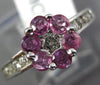 ESTATE .84CT DIAMOND & AAA PINK SAPPHIRE 14K WHITE GOLD FLOWER CLUSTER LOVE RING