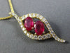 LARGE 1.41CT DIAMOND & AAA RUBY 14KT YELLOW GOLD LEAF INFINITY FLOATING PENDANT