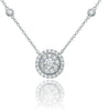 ESTATE .76CT ROUND DIAMOND 14KT WHITE GOLD SOLITAIRE ROUND DOUBLE HALO NECKLACE