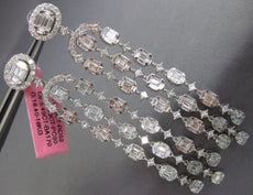 ESTATE LARGE 7.60CT DIAMOND 18KT WHITE GOLD 3D OVAL CHANDELIER HANGING EARRINGS
