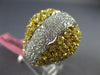 ESTATE EXTRA LARGE 9.0CT WHITE & FANCY YELLOW DIAMOND 18K TWO TONE GOLD FUN RING