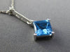 ESTATE 1.41CT DIAMOND & AAA BLUE TOPAZ 14K WHITE GOLD 3D SQUARE FLOATING PENDANT