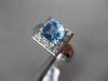 ESTATE 1.55CT DIAMOND & AAA BLUE TOPAZ 14KT WHITE GOLD CLASSIC SQUARE HALO RING