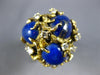 ANTIQUE EXTRA LARGE .36CT DIAMOND & AAA LAPIS 14K YELLOW GOLD 3D NUGGET FUN RING