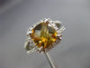 ESTATE LARGE 3.25CT DIAMOND & AAA CUSHION CITRINE 14KT WHITE GOLD 3D HALO RING