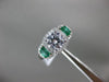 ESTATE 1.31CT DIAMOND & AAA SEMI MOON EMERALD 14KT WHITE GOLD 3D ENGAGEMENT RING