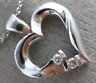 ESTATE .06CT ROUND DIAMOND 14KT WHITE GOLD CLASSIC LOVE HEART PENDANT #22984
