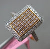 ESTATE .44CT WHITE & PINK DIAMOND 18K WHITE & ROSE GOLD RECTANGULAR CLASSIC RING